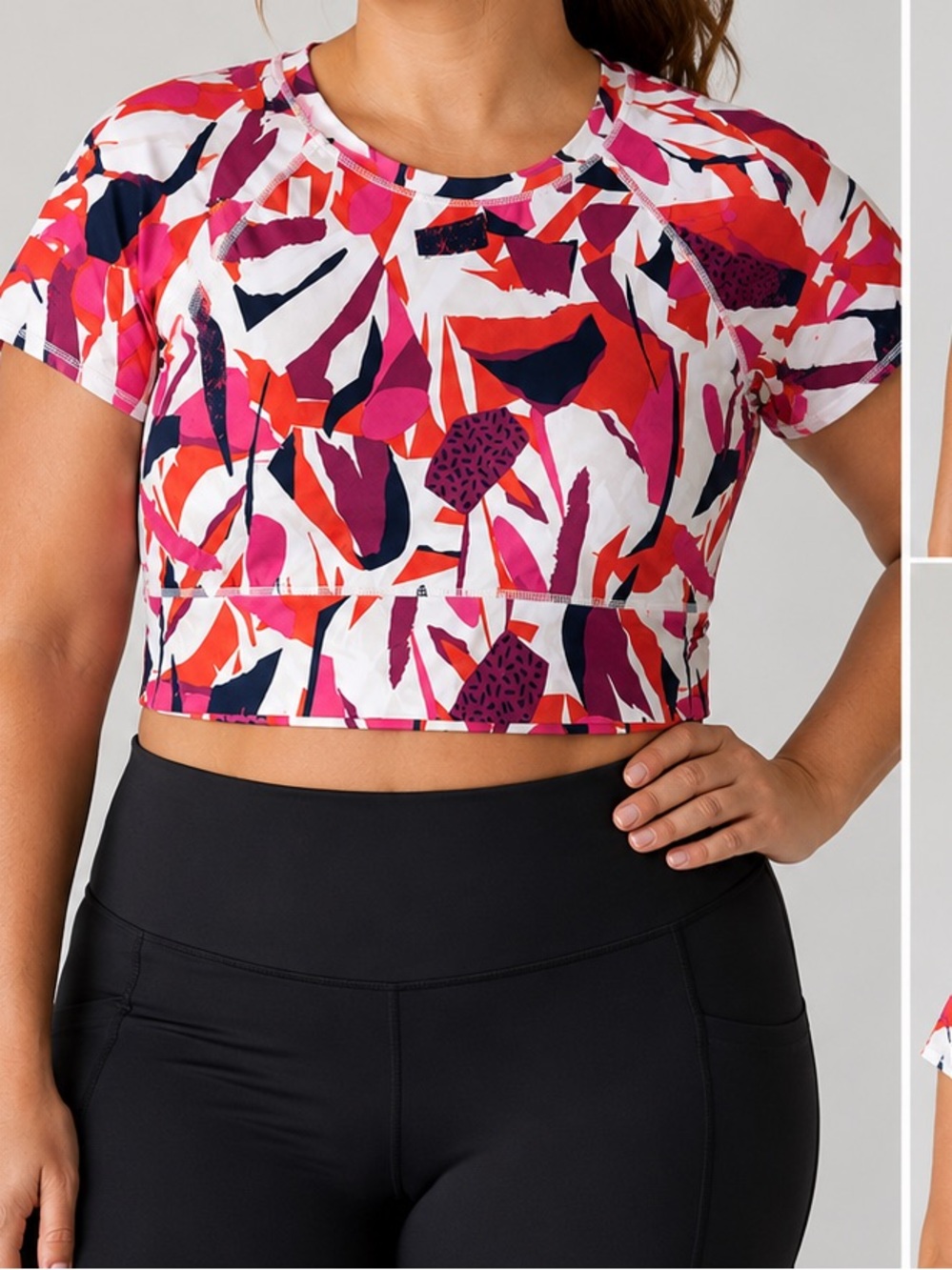 Dow Fitness Vibrant Multi-Color Short Sleeve Athletic Crop Size XL